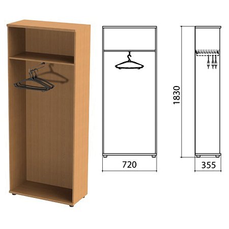 Шкаф (каркас) для одежды "Эко", 720х355х1830 мм, бук бавария, 402897, 402897-550 фото