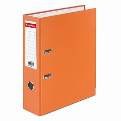 Папка-регистратор BRAUBERG с покрытием из ПВХ, 80 мм, с уголком, оранжевая (удвоенный срок службы), 227199 фото