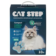 Наполнитель комкующийся минеральный CAT STEP Compact Carbon Power, 10 л фото