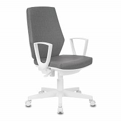 Кресло CH-W545, с подлокотниками, пластик белый, ткань, серое, 1409522 фото