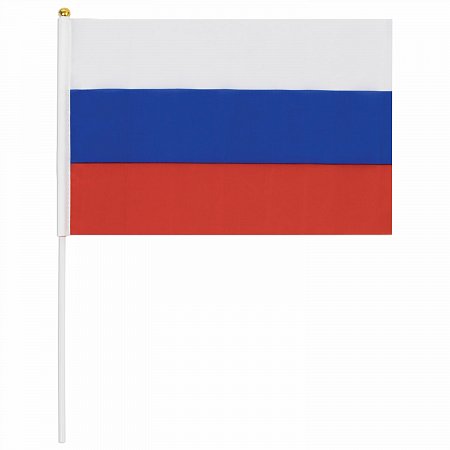 Флаг России ручной 20х30 см, без герба, с флагштоком, BRAUBERG, 550181, RU13 фото