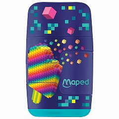 Точилка с ластиком 2 в 1 MAPED (Франция) "Pixel Party Connect", 2 отверстия, 049223 фото