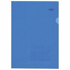 Папка-уголок с карманом для визитки, А4, синяя, 0,18 мм, AGкм4 00102, V246955 фото