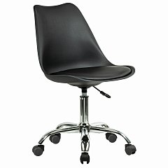 Кресло стул BRABIX "Eames MG-310 CH", хром, пластик черный, экокожа черная, 532925 фото