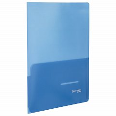 Папка-уголок с 2 карманами BRAUBERG, синяя, 0,18 мм, 224883 фото