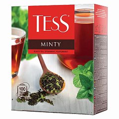 Чай TESS (Тесс) "Minty", черный с мятой, 100 пакетиков по 1,5 г, 1663-09 фото