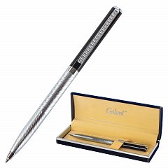 Ручка подарочная шариковая GALANT "Landsberg", корпус серебристый с черным, хромированные детали, пишущий узел 0,7 мм, синяя, 141013 фото