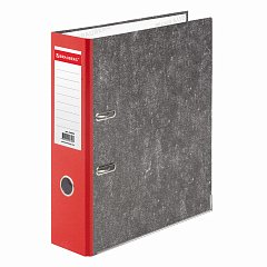 Папка-регистратор BRAUBERG, фактура стандарт, с мраморным покрытием, 75 мм, красный корешок, 220988 фото
