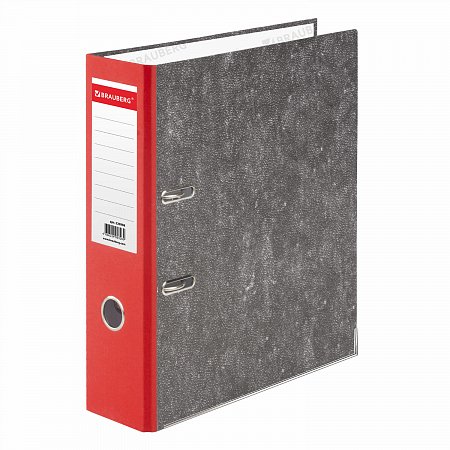 Папка-регистратор BRAUBERG, фактура стандарт, с мраморным покрытием, 75 мм, красный корешок, 220988 фото