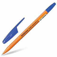 Ручка шариковая ERICH KRAUSE "R-301 Orange", СИНЯЯ, корпус оранжевый, узел 0,7 мм, линия письма 0,35 мм, 43194 фото