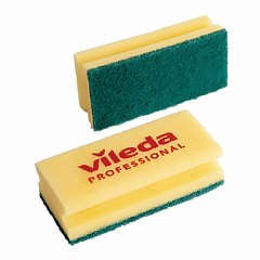 Губки VILEDA "Виледа", комплект 10 шт., для любых поверхностей, желтые, зеленый абразив, 7х15 см, 101397 фото