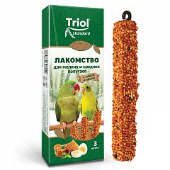 Лакомство Triol Standard для мелких и средних попугаев с мёдом и яйцом (уп. 3 шт), 80г, Triol фото
