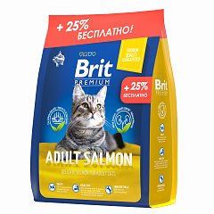Брит Premium Cat Adult Salmon сухой корм с лососем д/взрослых кошек. 2кг (+ 500г в ПОДАРОК) 5049615A фото