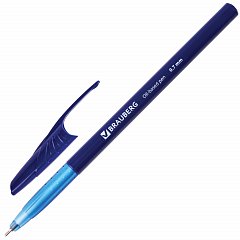 Ручка шариковая масляная BRAUBERG "Oil Base", СИНЯЯ, корпус синий, узел 0,7 мм, линия письма 0,35 мм, 141634 фото