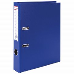 Папка-регистратор, покрытие пластик, 50 мм, ПРОЧНАЯ, с уголком, BRAUBERG, синяя, 226590 фото