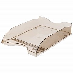Лоток горизонтальный для бумаг "Люкс", А4 (350х255х70 мм), тонированный коричневый, ЛТ67 фото