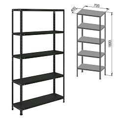 Стеллаж металлический BRABIX "ГРАФИТ MS KD-180/40/70-5", лофт, 1800х700х400 мм, 5 полок, 291268, S240BR124593 фото