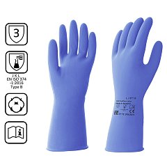 Перчатки латексные КЩС, прочные, хлопковое напыление, размер 8,5-9 L, большой, синие, HQ Profiline, 74735 фото
