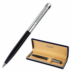 Ручка подарочная шариковая GALANT "ACTUS", корпус серебристый с черным, детали хром, узел 0,7 мм, синяя, 143518 фото