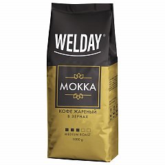 Кофе в зернах WELDAY "Mokka", 1000г, вакуумная упаковка, 622411 фото