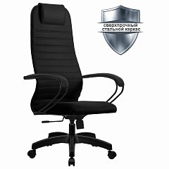 Кресло офисное МЕТТА "SU-B-10" пластик, ткань-сетка, сиденье и спинка мягкие, черное фото