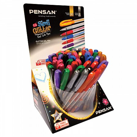 Ручка гелевая PENSAN "Glitter Gel", АССОРТИ, чернила с блестками, узел 1 мм, линия письма 0,5 мм, дисплей, 2280/S60 фото