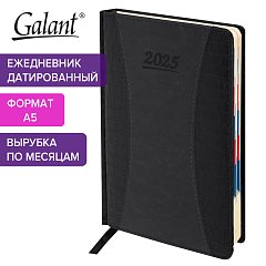 Ежедневник датированный 2025 А5 148х218 мм GALANT "Combi Contract", под кожу, черный, 115713 фото