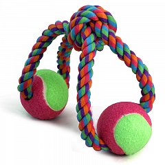 Игрушка для собак "Верёвка-восьмёрка, узел и 2 мяча", d65/320мм, Triol фото