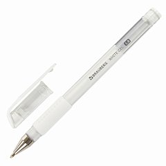 Ручка гелевая с грипом BRAUBERG "White", БЕЛАЯ, пишущий узел 1 мм, линия письма 0,5 мм, 143416 фото