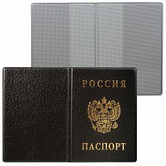 Обложка для паспорта с гербом, ПВХ, черная, ДПС, 2203.В-107 фото