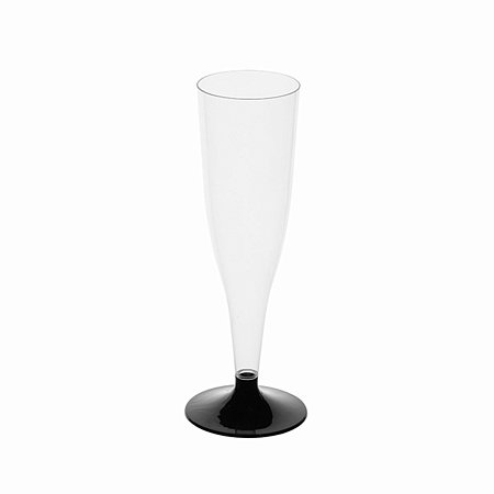 Бокал одноразовый 150мл для шампанского "Флюте" пластиковый черная низкая ножка, ВЗЛП, ШК0617, 1009П/Ч фото