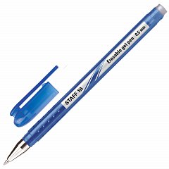 Ручка стираемая гелевая STAFF "College EGP-102", СИНЯЯ, корпус синий, хромированные детали, узел 0,5 мм, линия письма 0,38 мм, 142499 фото