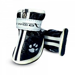 YXS083-1 Ботинки для собак черные с "лапками", 45*35*45мм (уп.4шт.), Triol фото