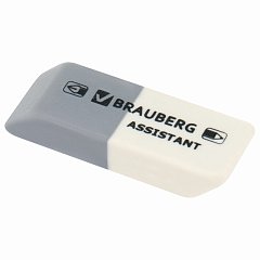 Ластик BRAUBERG "Assistant", 41х14х8 мм, серо-белый, прямоугольный, скошенные края, 222461 фото