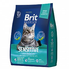 Brit Premium сухой корм для кошек с чувств. пищев. с ягненком и индейкой 8 кг фото