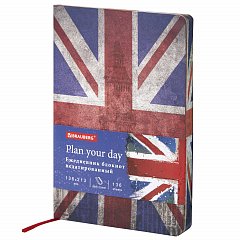 Ежедневник недатированный А5 (138х213 мм), BRAUBERG VISTA, под кожу, гибкий, 136 л., "Great Britain", 112007 фото