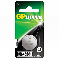 Батарейка GP Lithium, CR2430, литиевая, 1 шт., в блистере, CR2430-8C1 фото