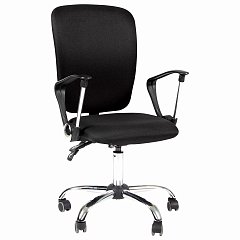 Кресло СН-9801, с подлокотниками, хром, черное, 6043754 фото