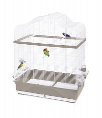 Клетка для птиц Ginevra, бежево-серая с белым, 80,5x49x94 см фото