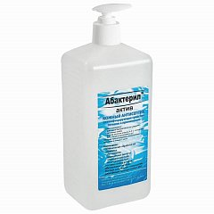 Антисептик для рук и поверхностей спиртосодержащий (64%) с дозатором 1л АБАКТЕРИЛ-АКТИВ, дезинфицирующий, жидкость, АА-202 фото