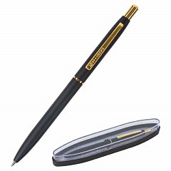 Ручка подарочная шариковая BRAUBERG Brioso, СИНЯЯ, корпус черный с золотистыми деталями, линия письма 0,5 мм, 143466 фото