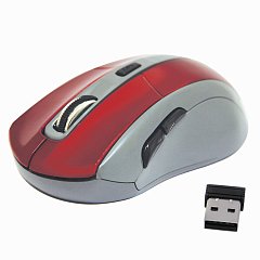 Мышь беспроводная DEFENDER ACCURA MM-965, USB, 5 кнопок + 1 колесо-кнопка, оптическая, красно-серая, 52966 фото