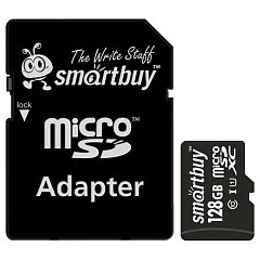 Карта памяти micro SDXC, 128 GB, SMARTBUY, UHS-1 U1, 80 Мб/сек. (class 10), с адаптером, SB128GBSDCL1001 фото