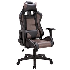 Кресло компьютерное BRABIX "GT Racer GM-100", две подушки, ткань, экокожа, черное/коричневое, 531819 фото