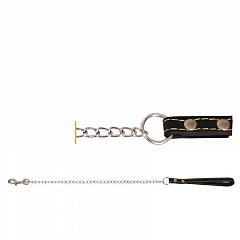 Поводок-водилка-цепь SHL4060-1 с кожаной ручкой, 4*600мм, Triol фото