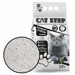 Наполнитель комкующийся минеральный CAT STEP Compact White Carbon, 10 л фото