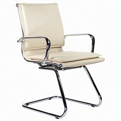 Кресло для приемных и переговорных BRABIX "Kayman CF-102", экокожа, хром, бежевое, 532573 фото