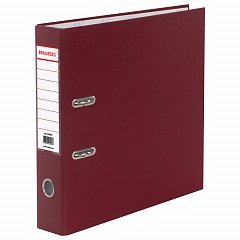 Папка-регистратор BRAUBERG с покрытием из ПВХ, 70 мм, бордовая (удвоенный срок службы), 220892 фото