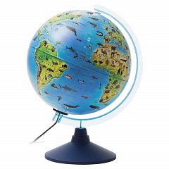 Глобус зоогеографический GLOBEN "Классик Евро", диаметр 250 мм, с подсветкой, детский, Ке012500270 фото