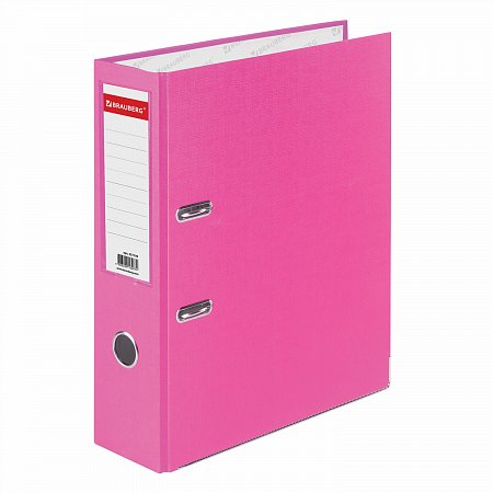 Папка-регистратор BRAUBERG с покрытием из ПВХ, 80 мм, с уголком, розовая (удвоенный срок службы), 227195 фото